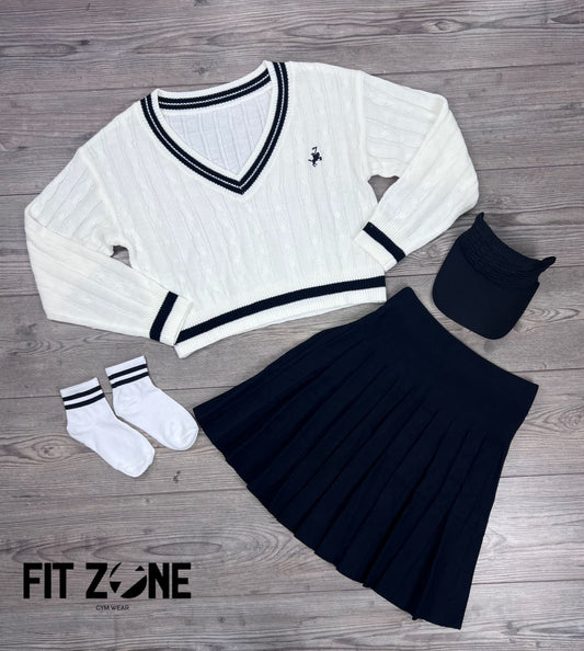 TOTAL LOOK FALDA LIA Y BUZO TEJIDO