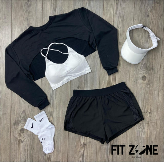 TOTAL LOOK SHORT RUNNING, TOP Y MANGUITO