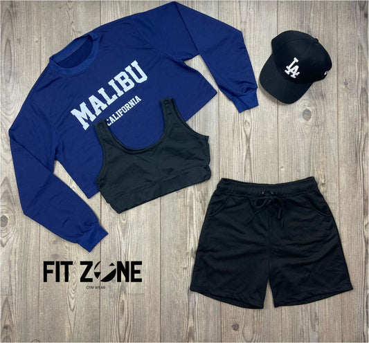 Trio basic short + top o body + buzo Malibu