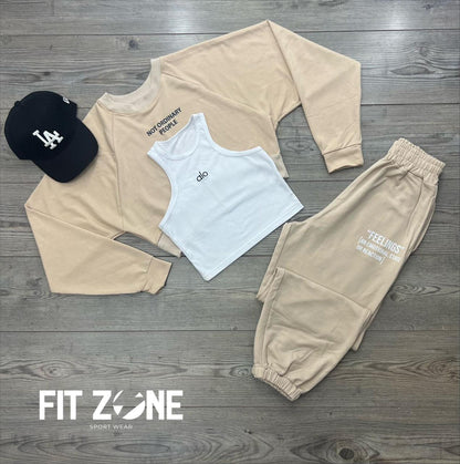 TOTAL LOOK CROP, BUZO Y JOGGER ALGODÓN+GORRA