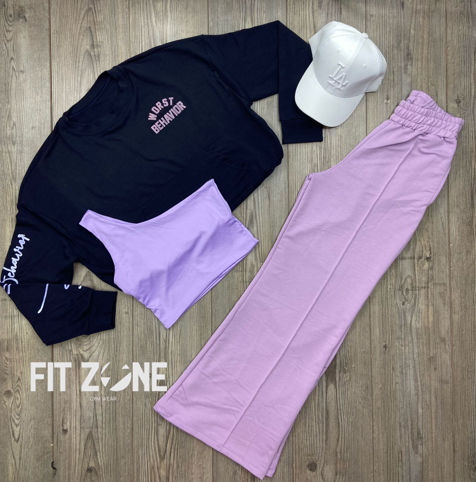 Trio basic joggers + top + buzo navy