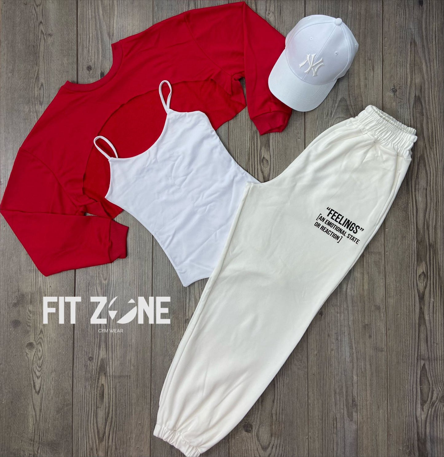 Trio basic joggers + top o body + buzo rojo