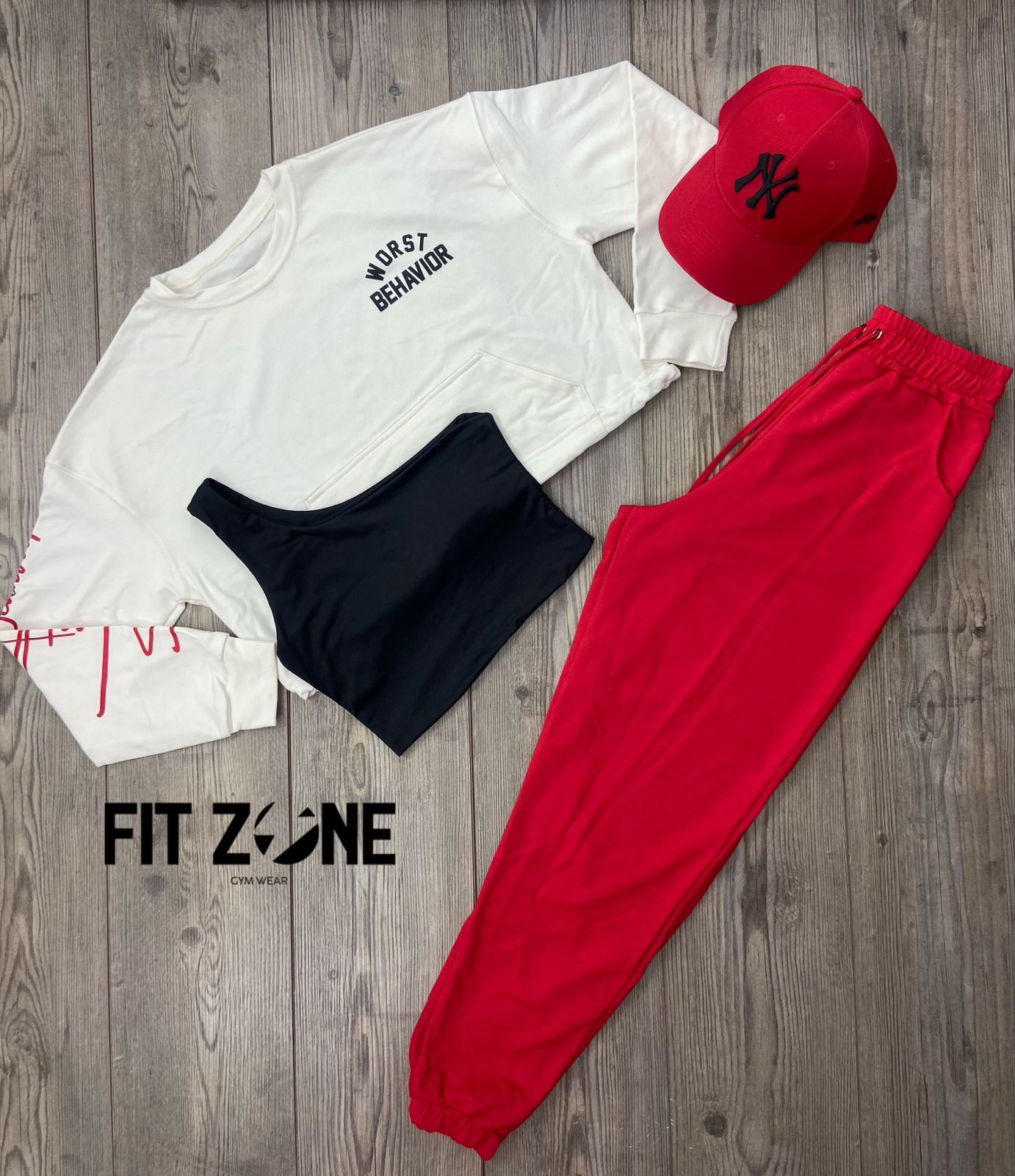 Trio basic joggers + top o body + buzo cordon blanco