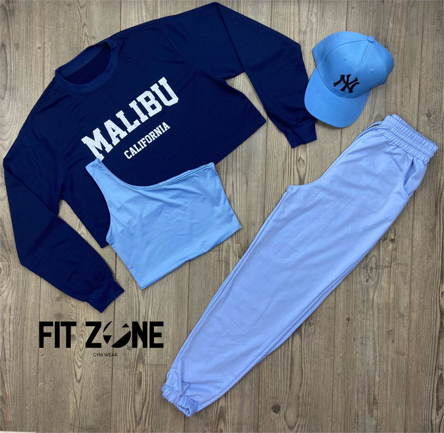 Trio basic joggers + top o body + buzo Malibu