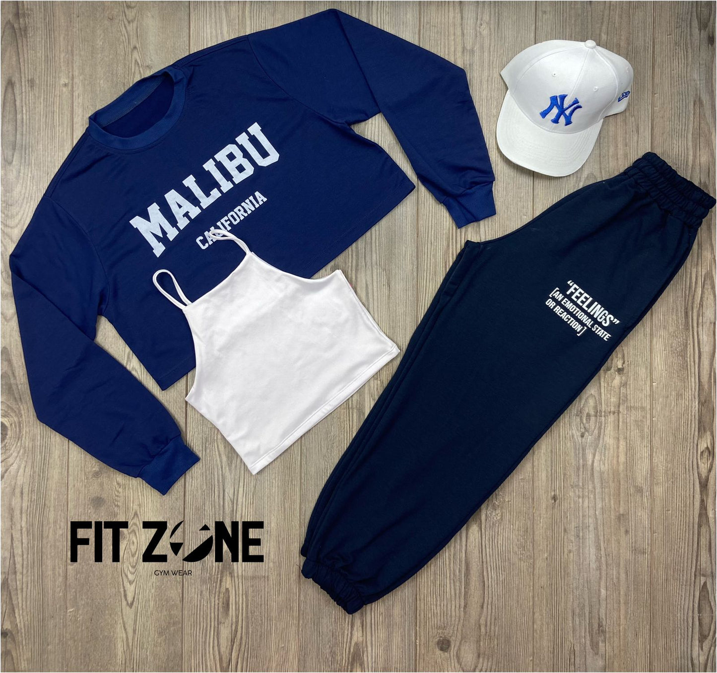 Trio basic joggers + top o body + buzo Malibu