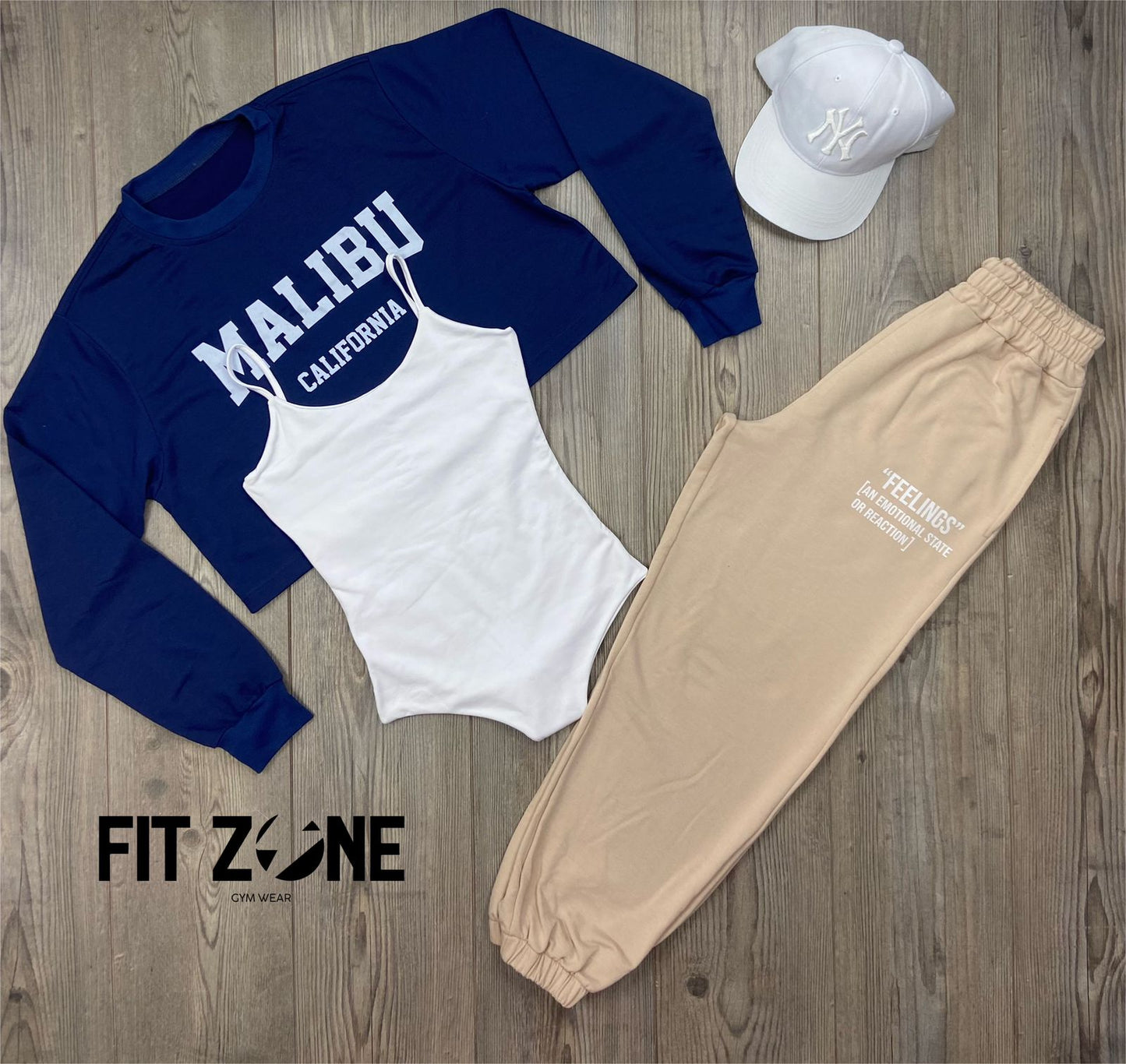 Trio basic joggers + top o body + buzo Malibu