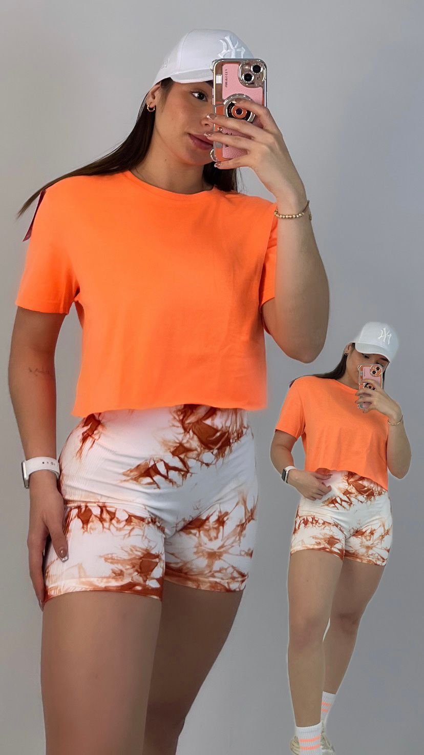 Stampa short Blanca naranja