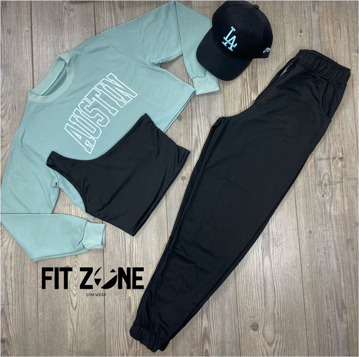 Trio basic joggers + top + buzo austin