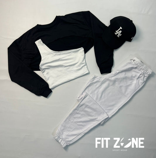 TOTAL LOOK CROP+JOGGER DE ALGODÓN+ BUZO MANGUITO