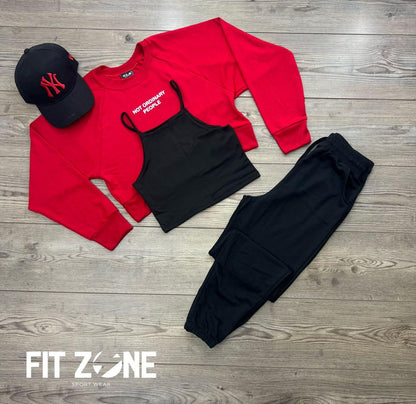 TOTAL LOOK CROP, BUZO Y JOGGER ALGODÓN+GORRA