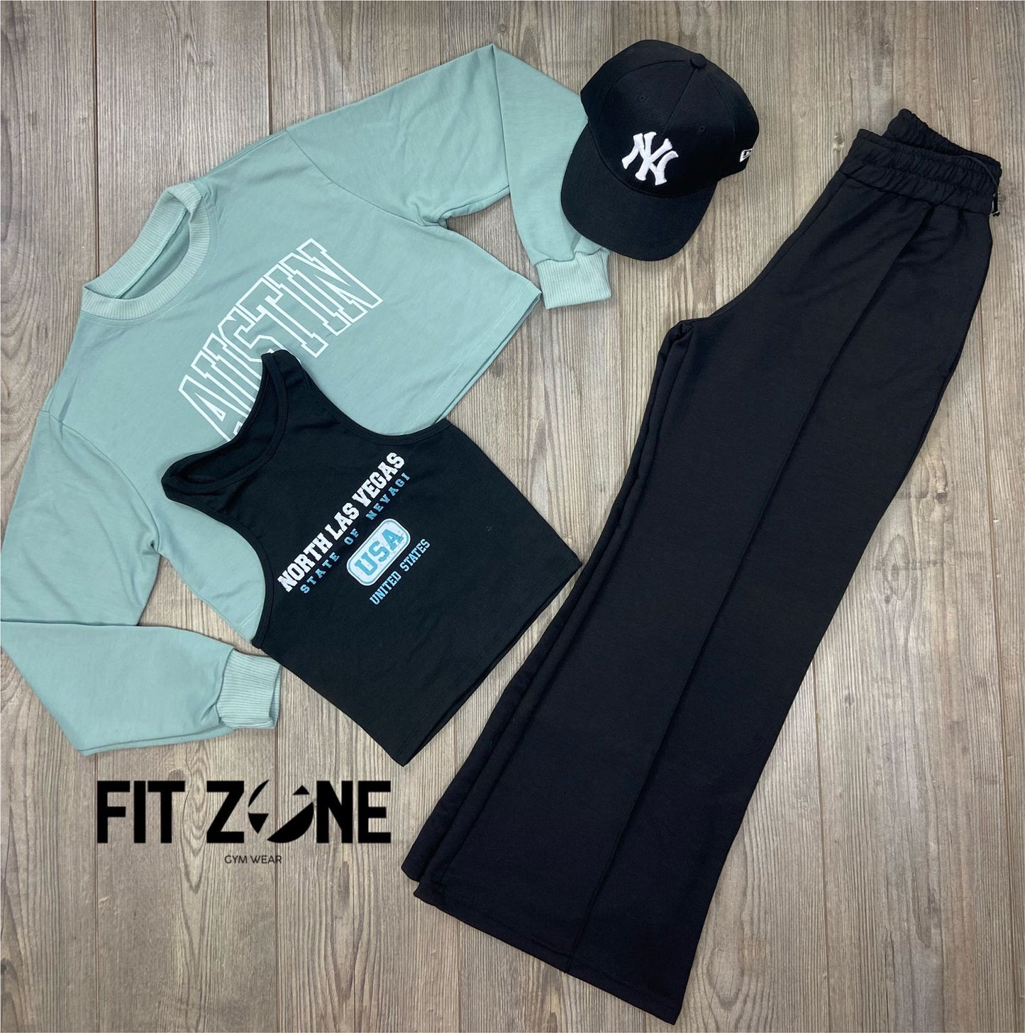 Trio basic joggers + top + buzo austin