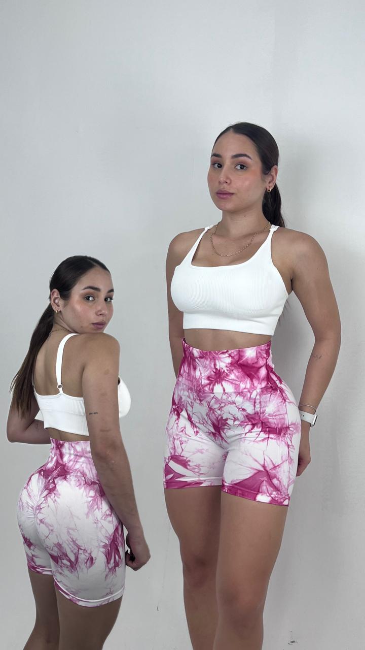 Shorts tie dye blanco Push up