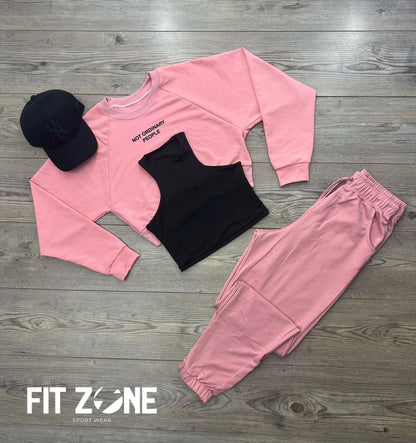 TOTAL LOOK CROP, BUZO Y JOGGER ALGODÓN+GORRA