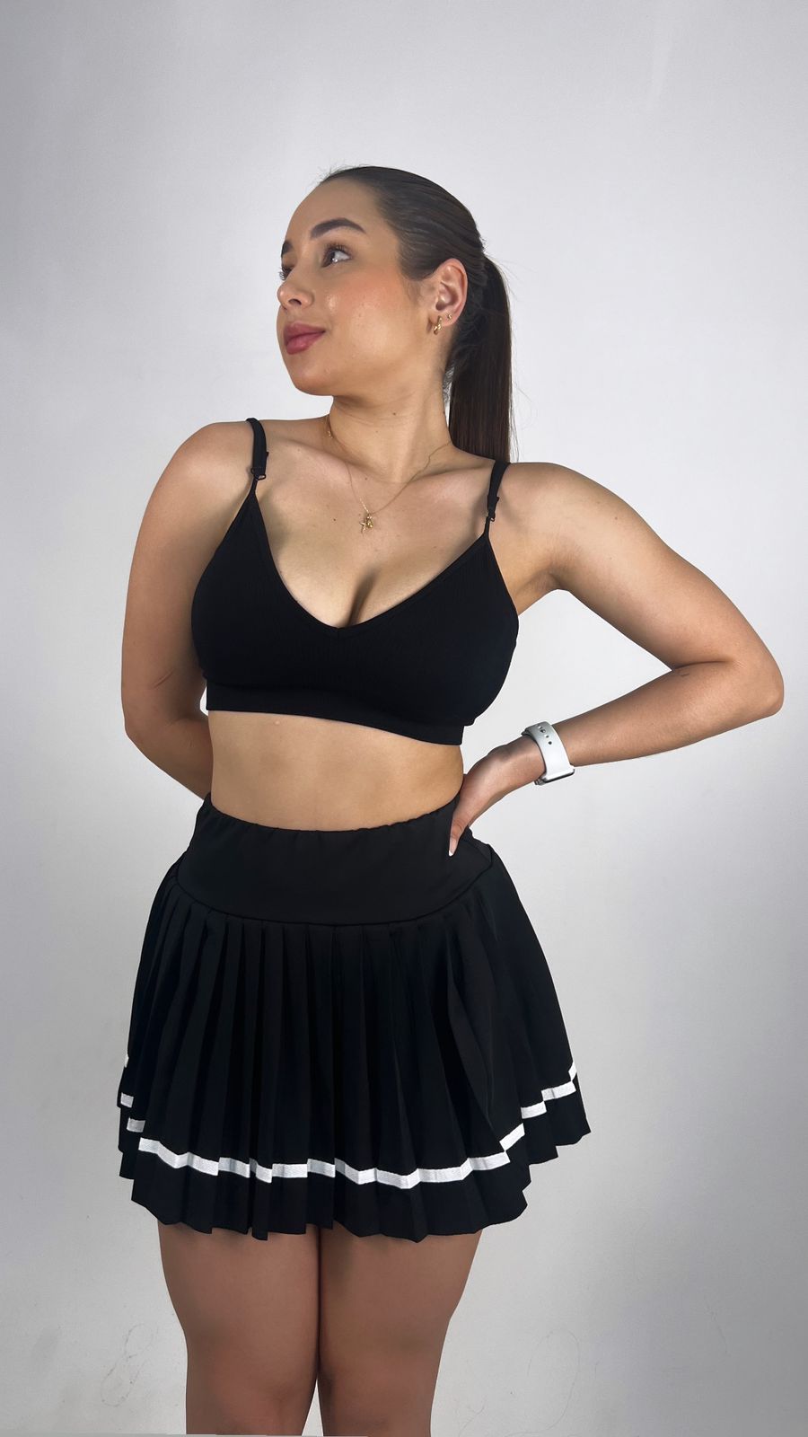 Falda pádel play negro con linea