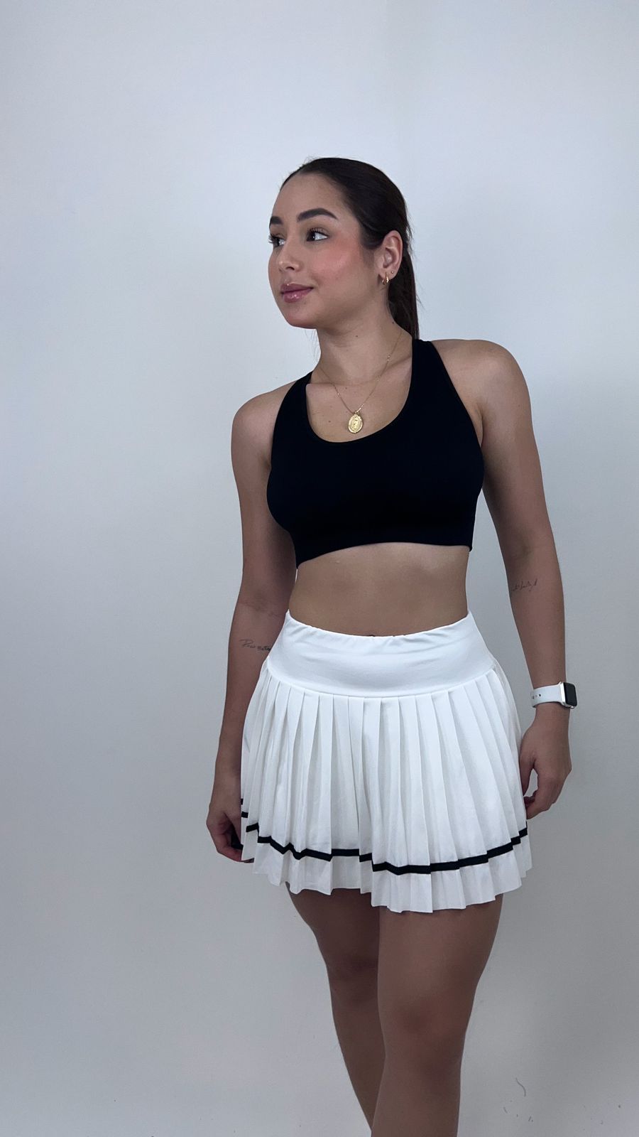 Falda pádel play Blanco con línea