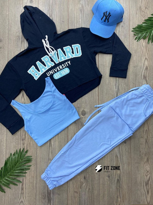 Basic de Trio basic joggers + top + buzo capota Harvard - Fitzone_ctg