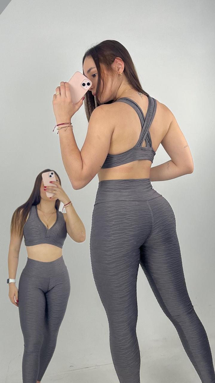 Set Licra texturizada + top - Fitzone_ctg