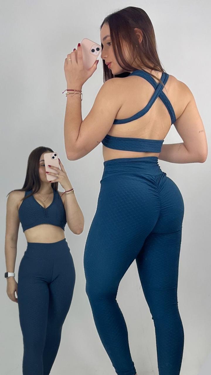 Set Licra texturizada + top - Fitzone_ctg