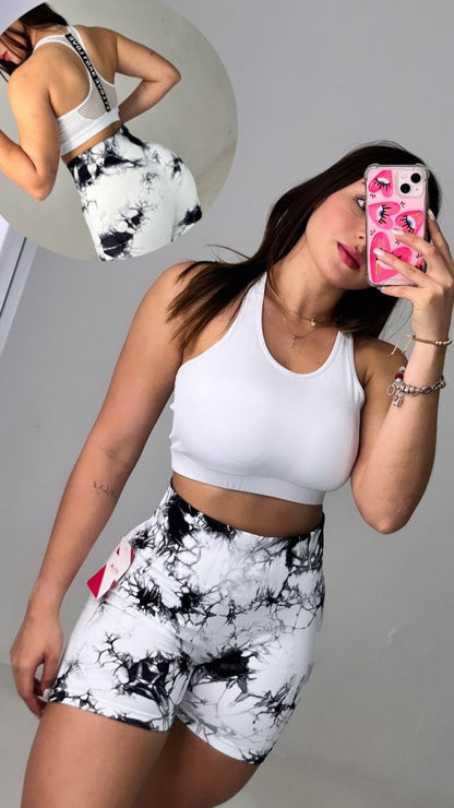 Shorts tie dye blanco Push up - Fitzone_ctg