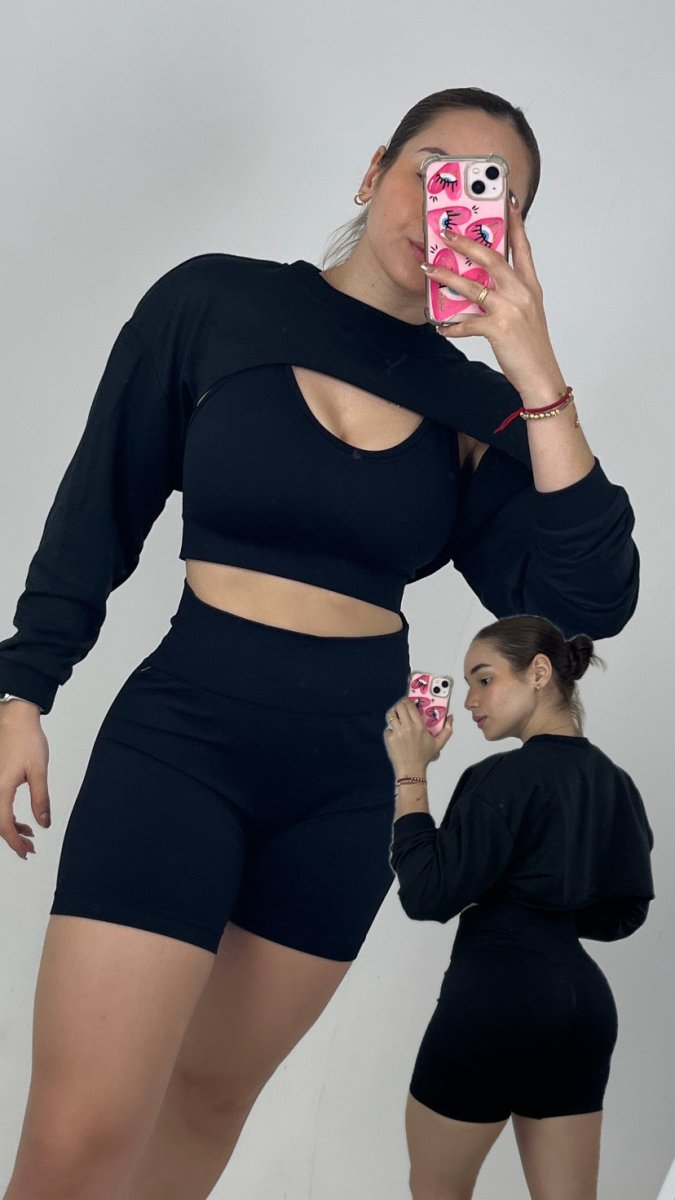 TOTAL LOOK CON SHORT LISO,TOP Y BUZO - Fitzone_ctg