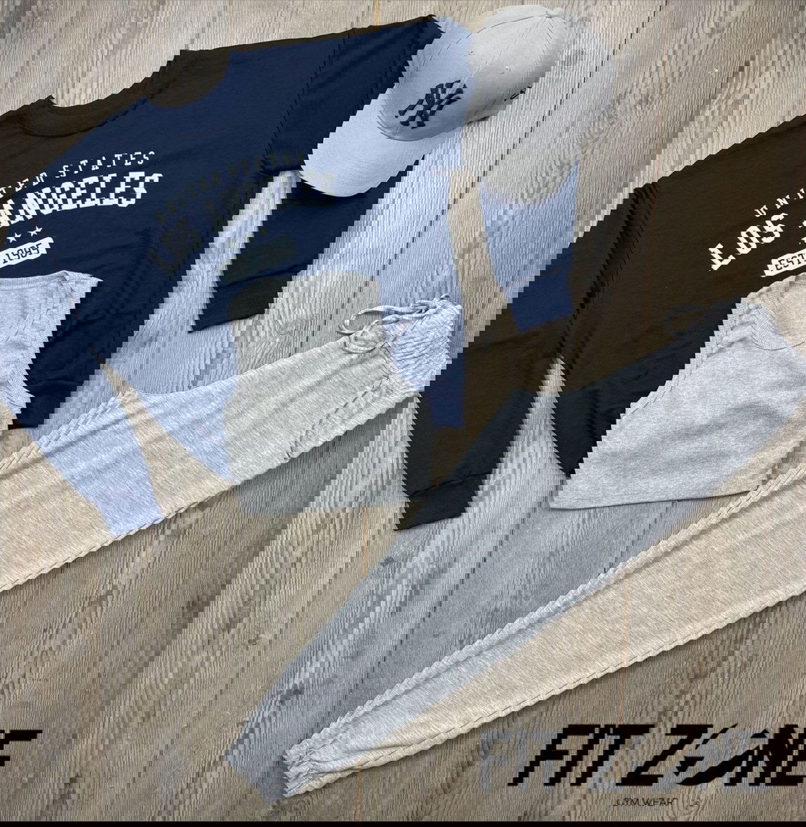Trio basic joggers clasic+ top + buzo los angeles navy - Fitzone_ctg