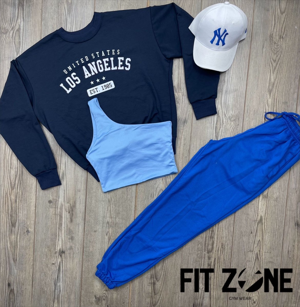 Trio basic joggers clasic+ top + buzo los angeles navy - Fitzone_ctg