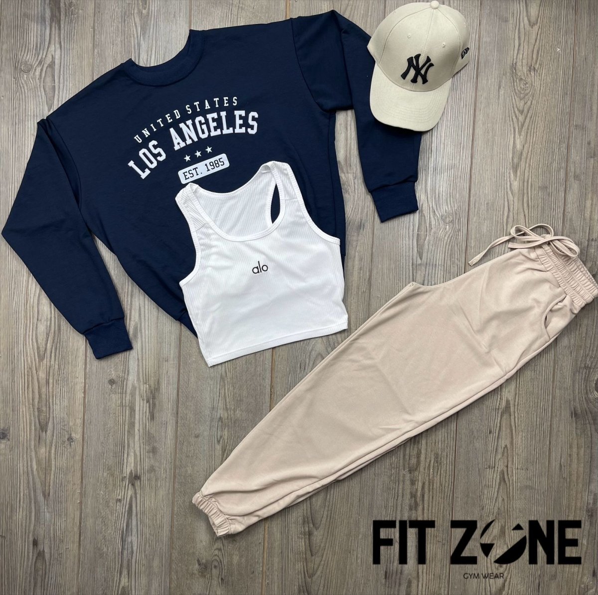 Trio basic joggers clasic+ top + buzo los angeles navy - Fitzone_ctg