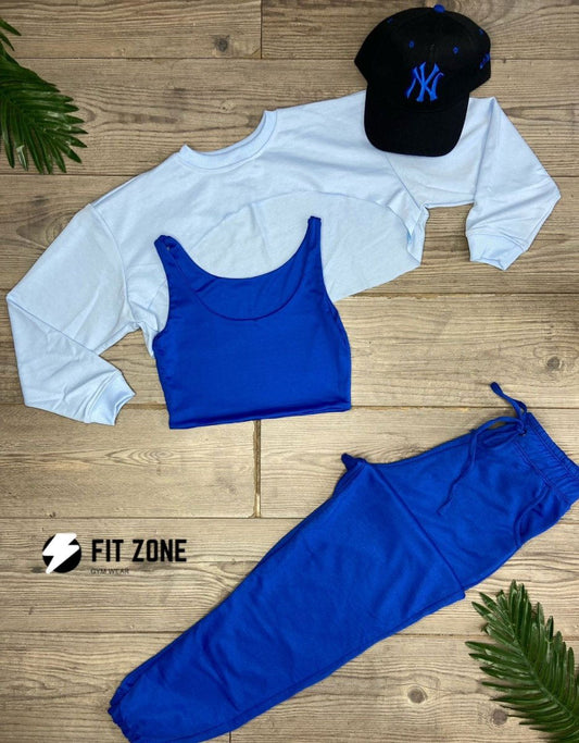 Trio basic joggers + top + buzo baby blue - Fitzone_ctg