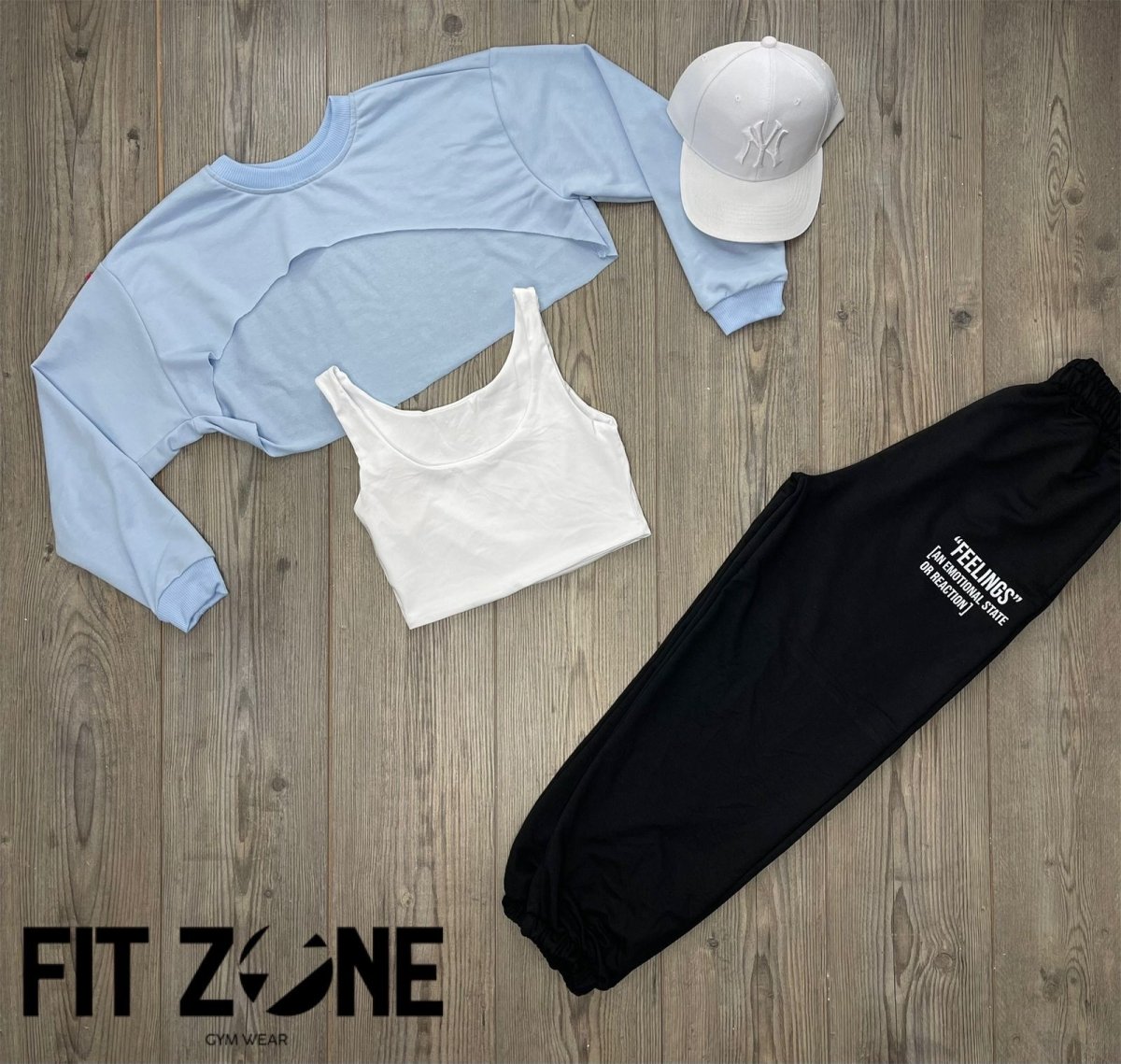 Trio basic joggers + top + buzo baby blue - Fitzone_ctg