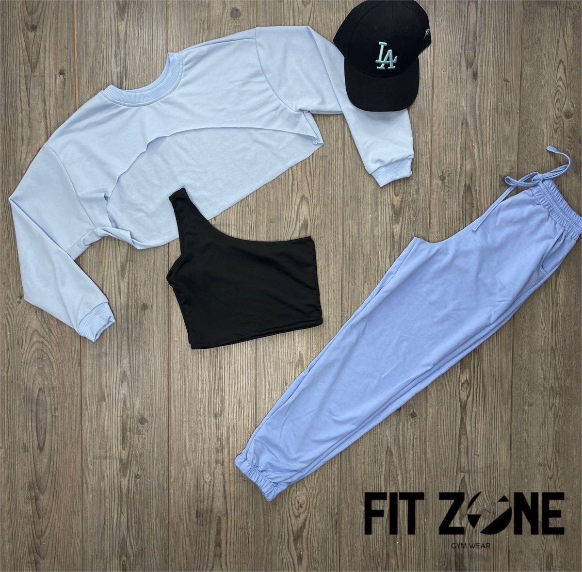 Trio basic joggers + top + buzo baby blue - Fitzone_ctg