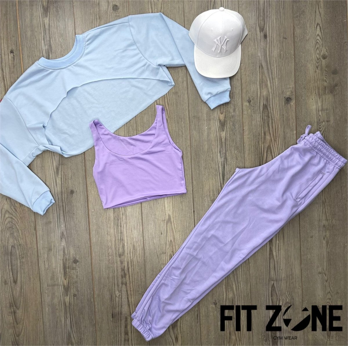 Trio basic joggers + top + buzo baby blue - Fitzone_ctg