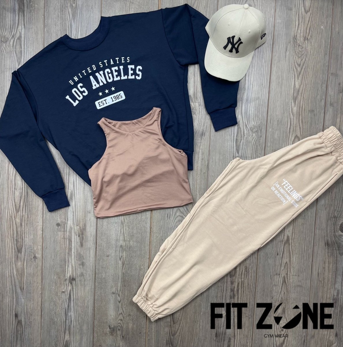 Trio basic joggers + top + buzo los angeles navy - Fitzone_ctg