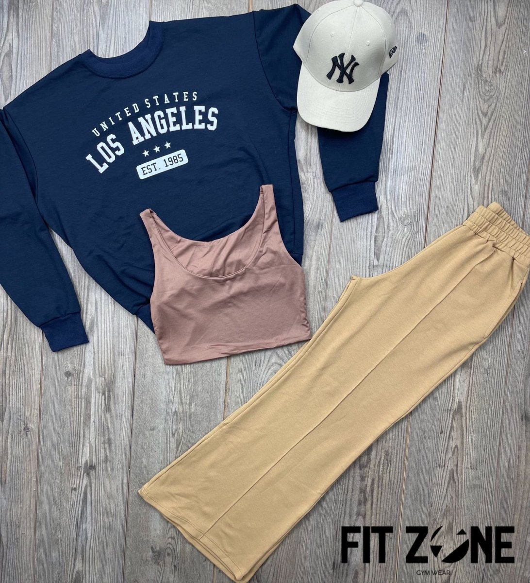 Trio basic joggers + top + buzo los angeles navy - Fitzone_ctg