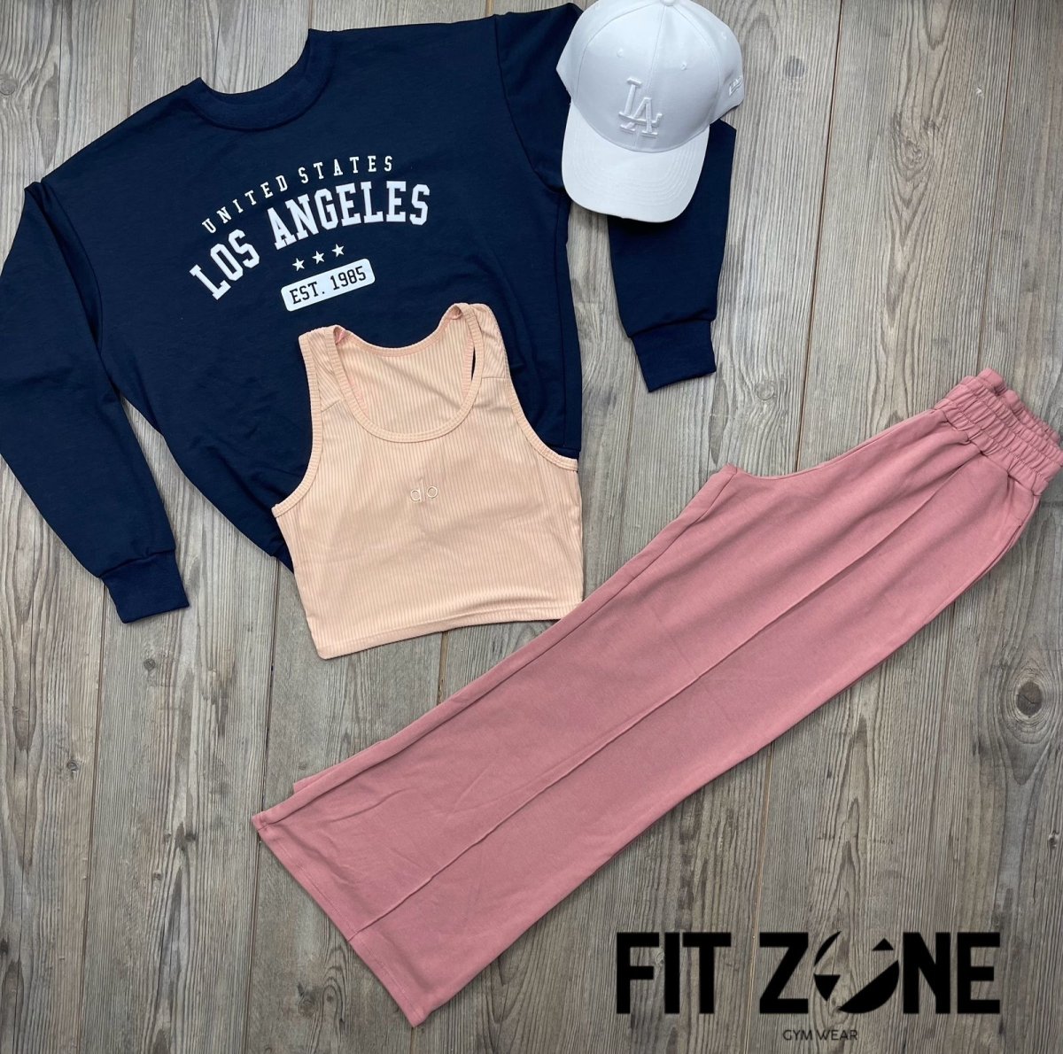 Trio basic joggers + top + buzo los angeles navy - Fitzone_ctg