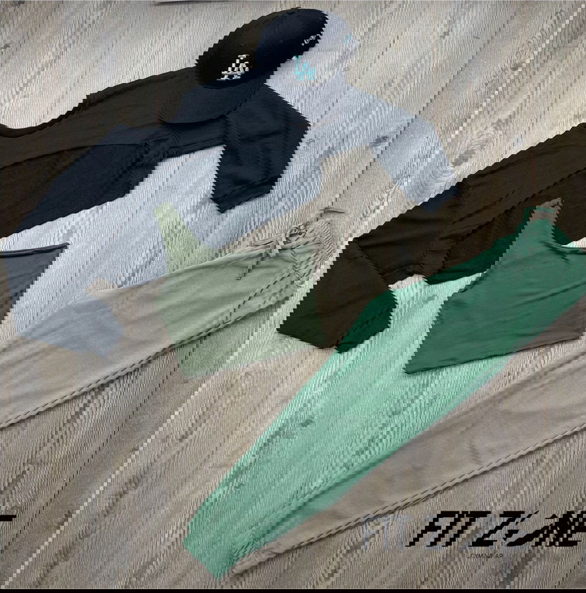 Trío basic joggers + top  + buzo manguito negro - Fitzone_ctg