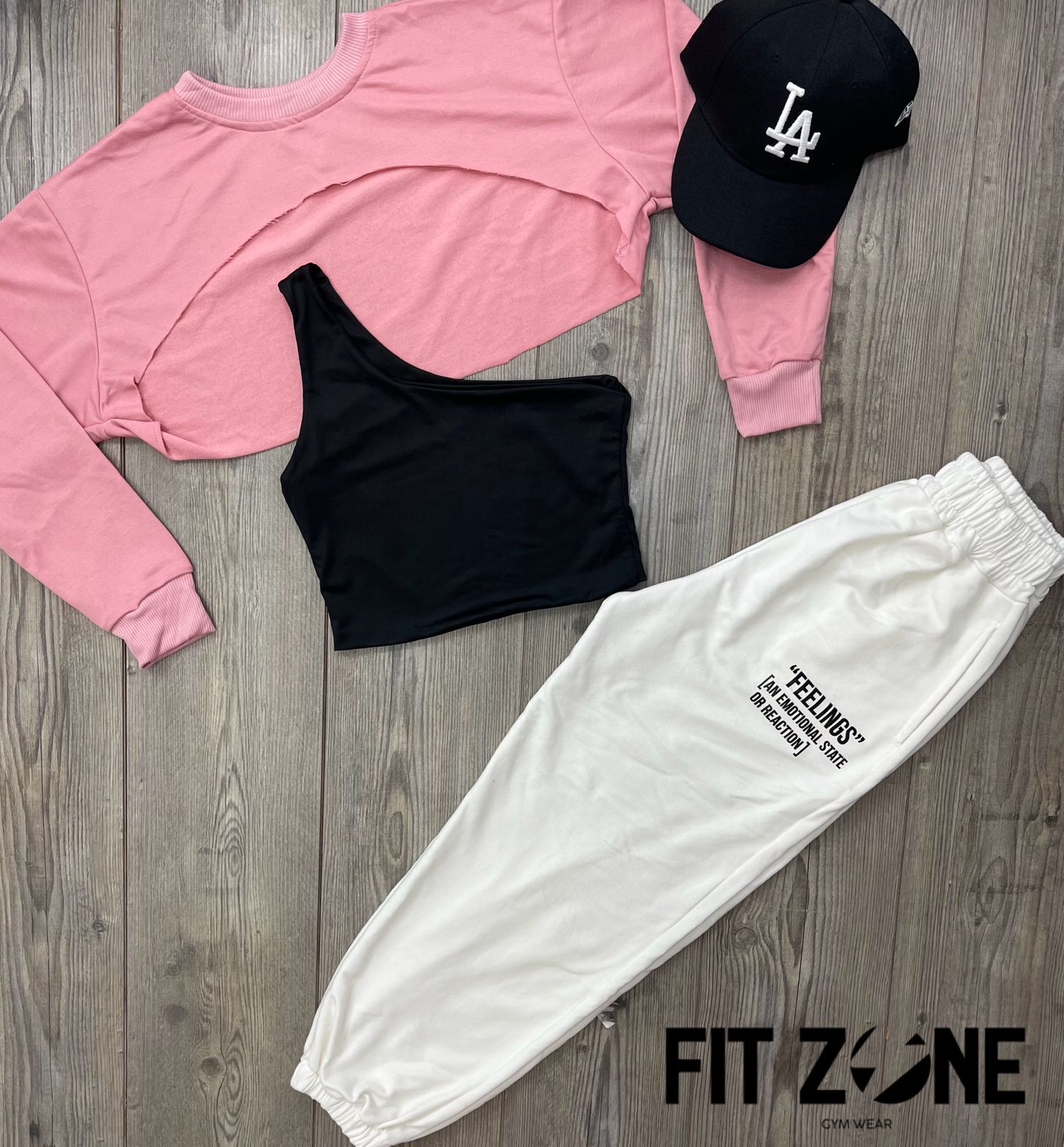 Trio basic joggers + top + buzo manguito palo rosa - Fitzone_ctg