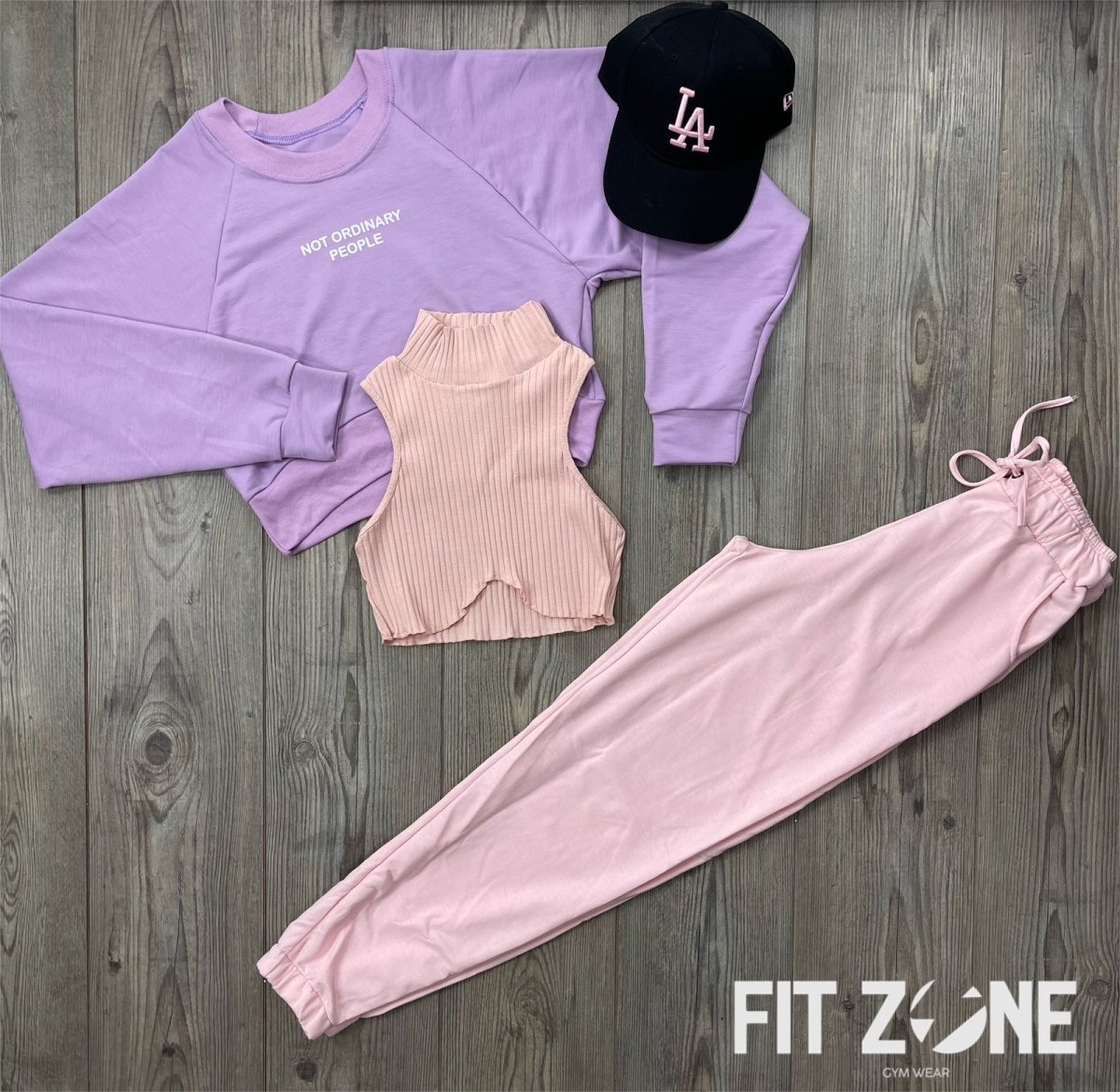 Trío basic joggers + top + buzo murcielago lila - Fitzone_ctg