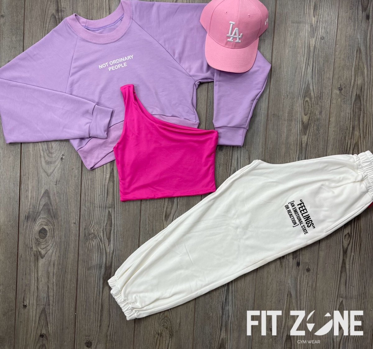 Trío basic joggers + top + buzo murcielago lila - Fitzone_ctg