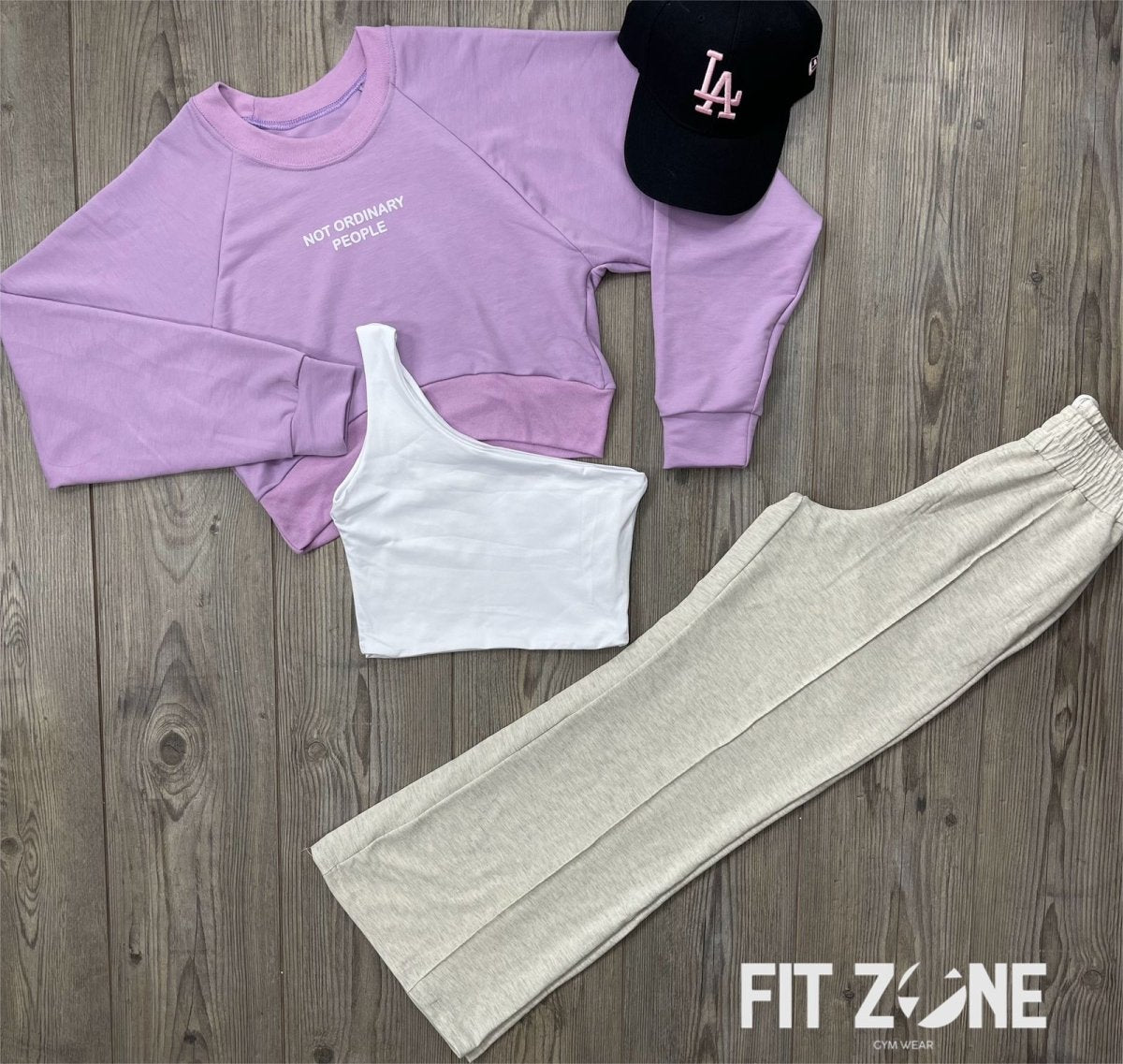 Trío basic joggers + top + buzo murcielago lila - Fitzone_ctg