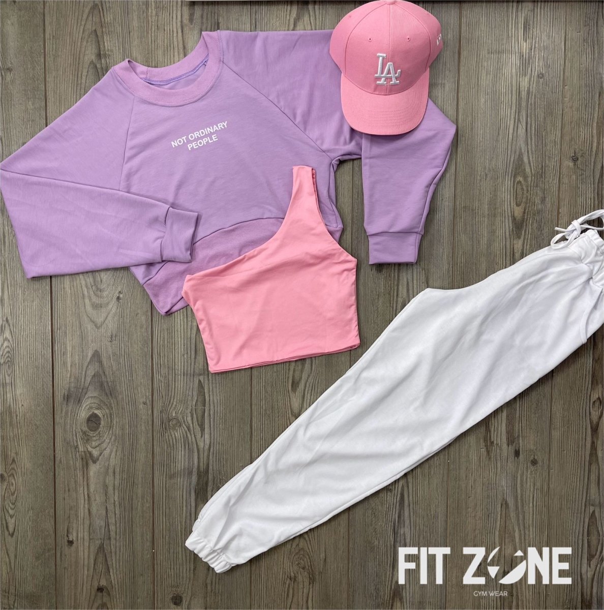 Trío basic joggers + top + buzo murcielago lila - Fitzone_ctg