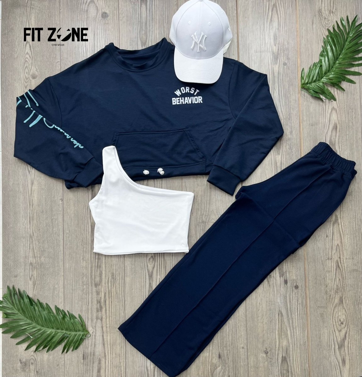 Trio basic joggers + top + buzo navy - Fitzone_ctg