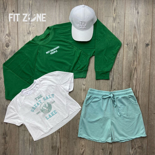 Trio basic short + t-shirt + buzo murcielago verde - Fitzone_ctg