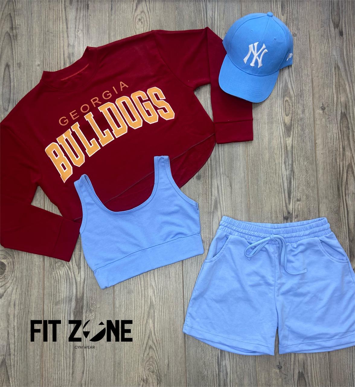 Trio basic short +top  + buzo bulldogs vino - Fitzone_ctg