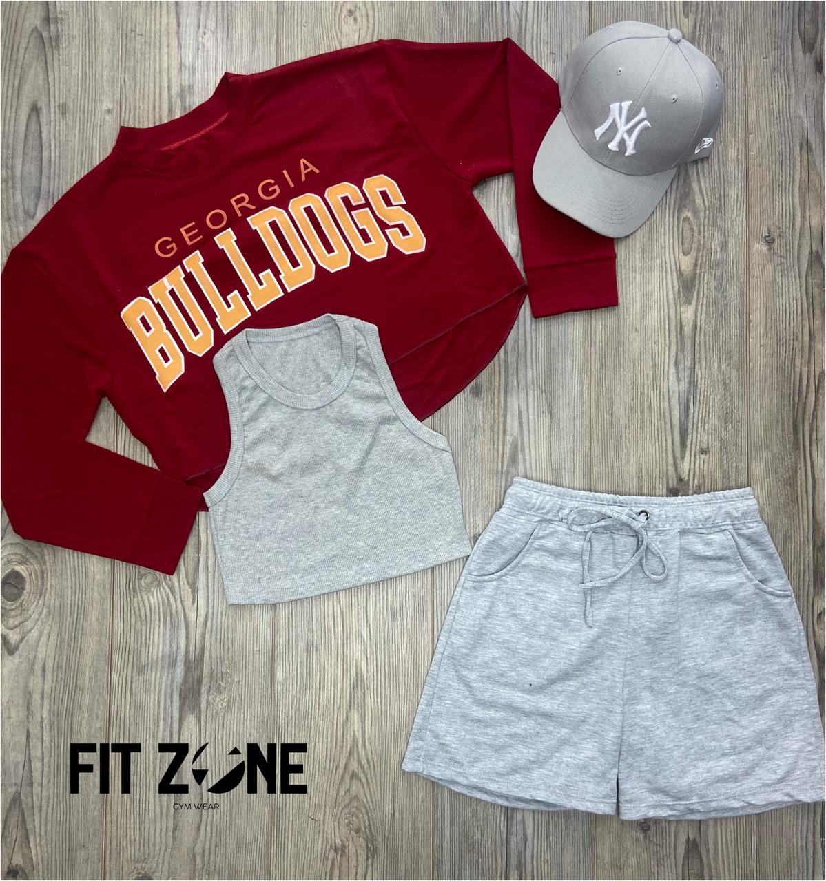 Trio basic short +top  + buzo bulldogs vino - Fitzone_ctg