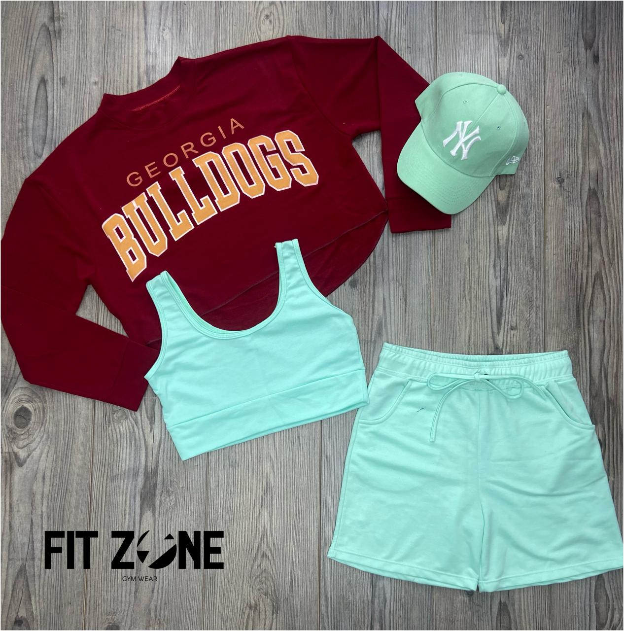 Trio basic short +top  + buzo bulldogs vino - Fitzone_ctg