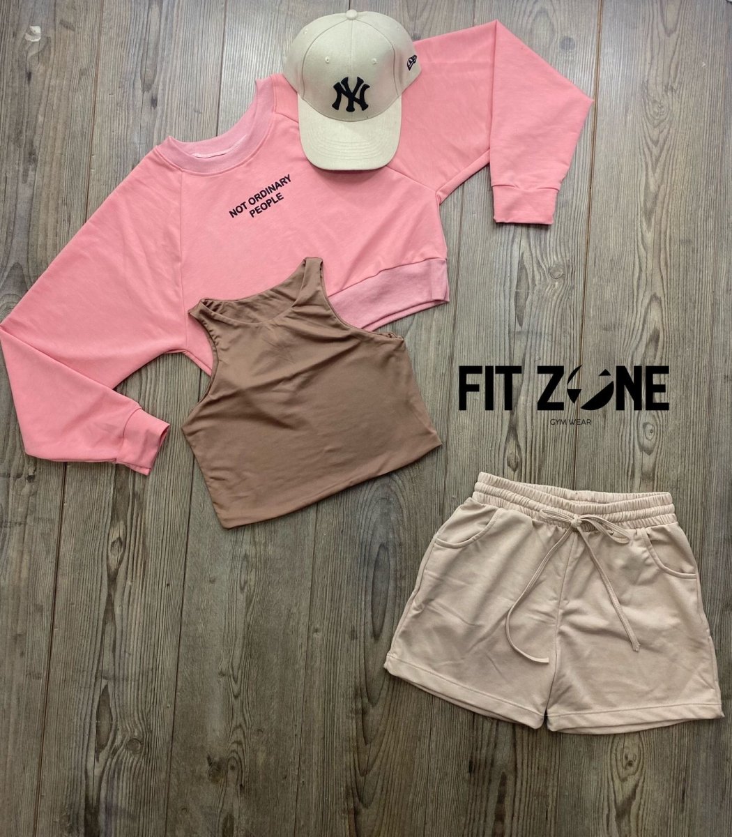 Trio basic short + top  + buzo los angeles marfil (Copy) - Fitzone_ctg