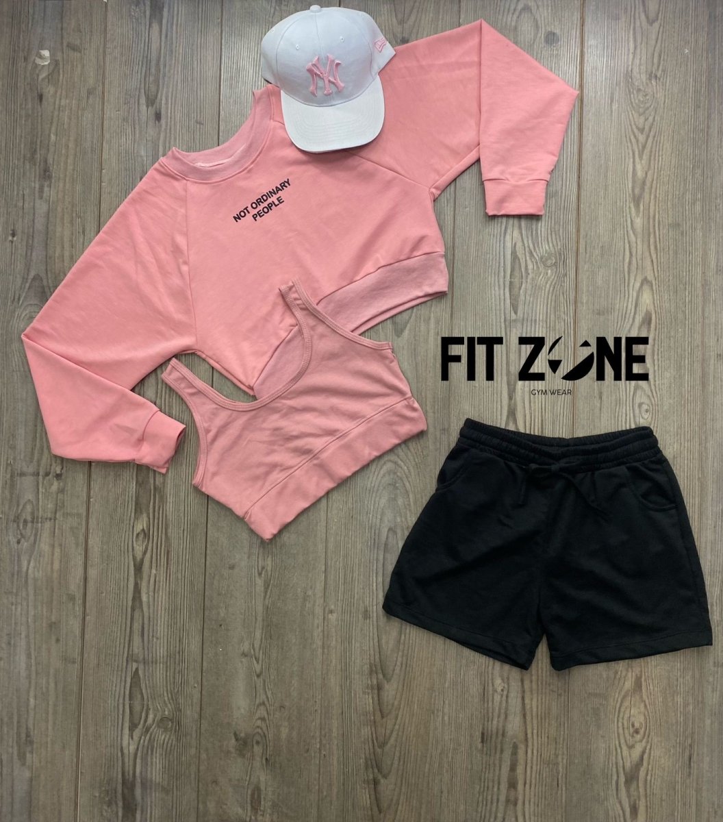 Trio basic short + top  + buzo los angeles marfil (Copy) - Fitzone_ctg