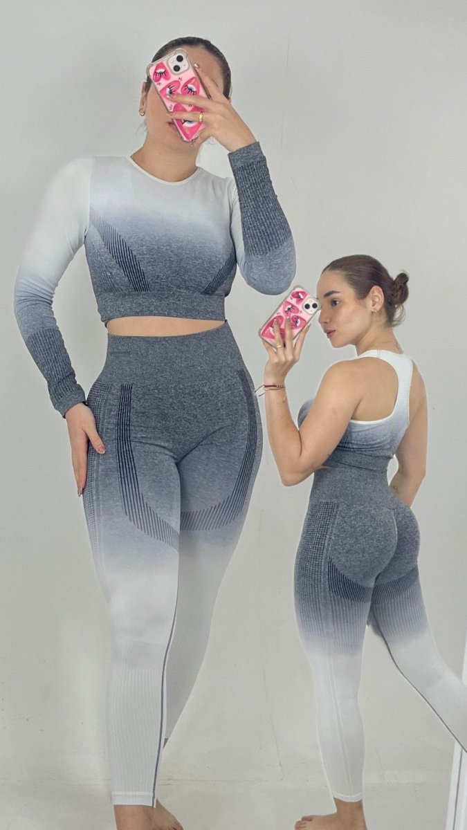 Trio de Licra, top y buzo degradados Push up - Fitzone_ctg