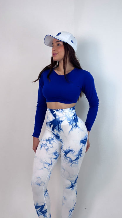 Stampa licra Blanca azul rey