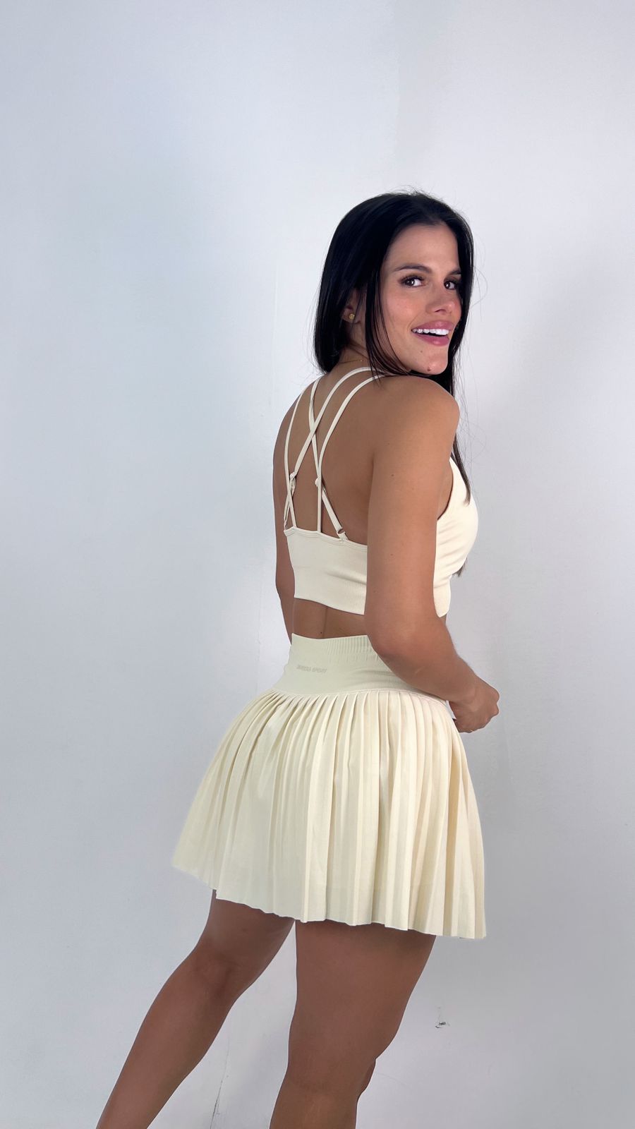 Falda Musera Plisada Beige